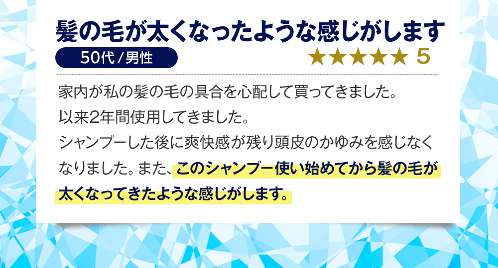 髪の毛が太くなったような感じがします