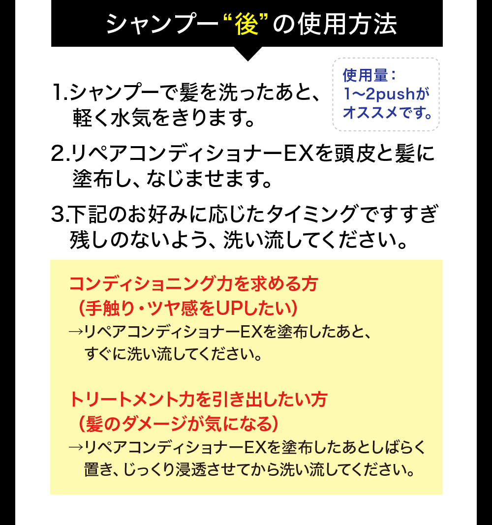 シャンプー後の使用方法