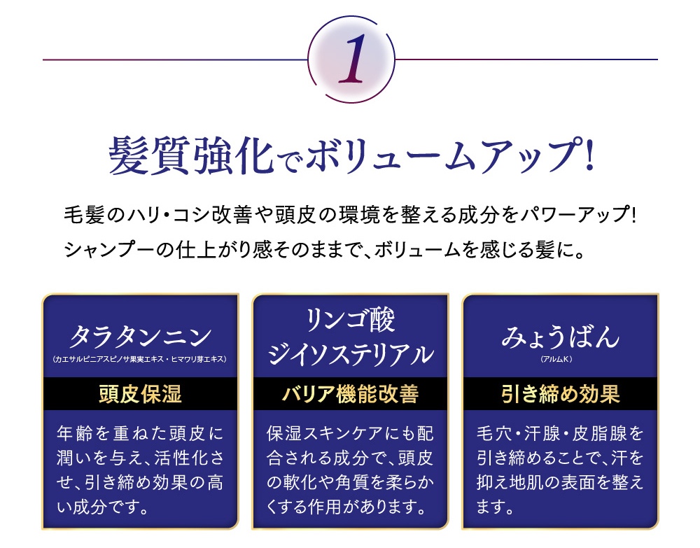 髪質強化でボリュームアップ