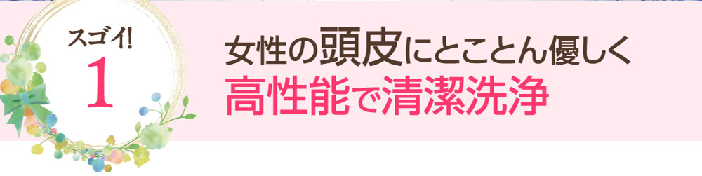 スゴイ！1：女性の頭皮にとことん優しく高性能で清潔洗浄