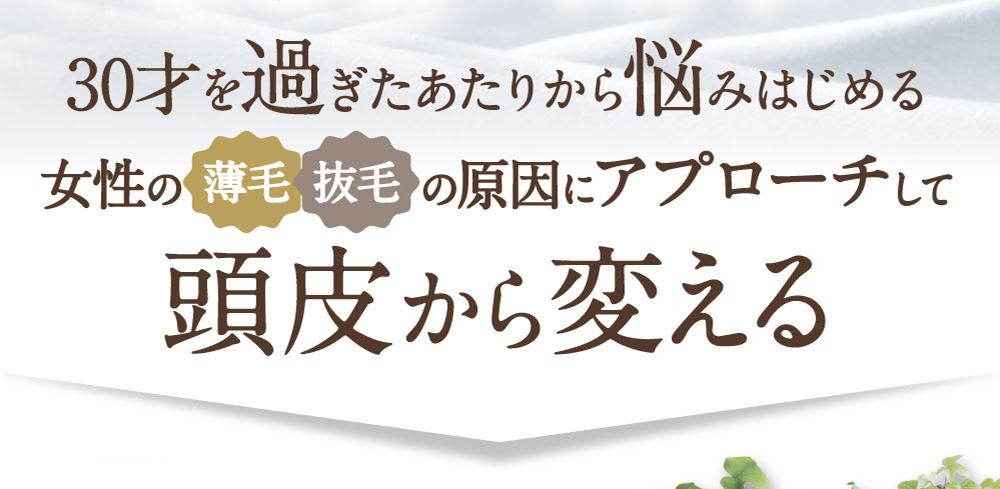 30才を過ぎたあたりから悩みはじめる女性の薄毛抜毛の原因にアプローチして頭皮から変える